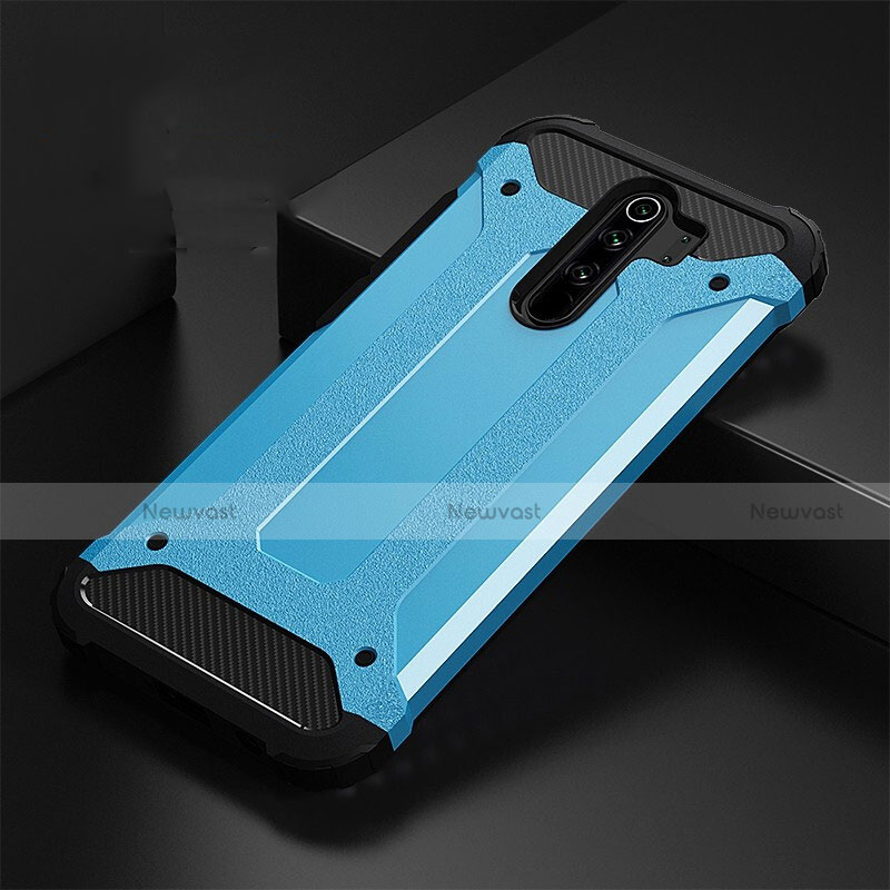 Silicone Matte Finish and Plastic Back Cover Case R01 for Xiaomi Redmi Note 8 Pro Sky Blue