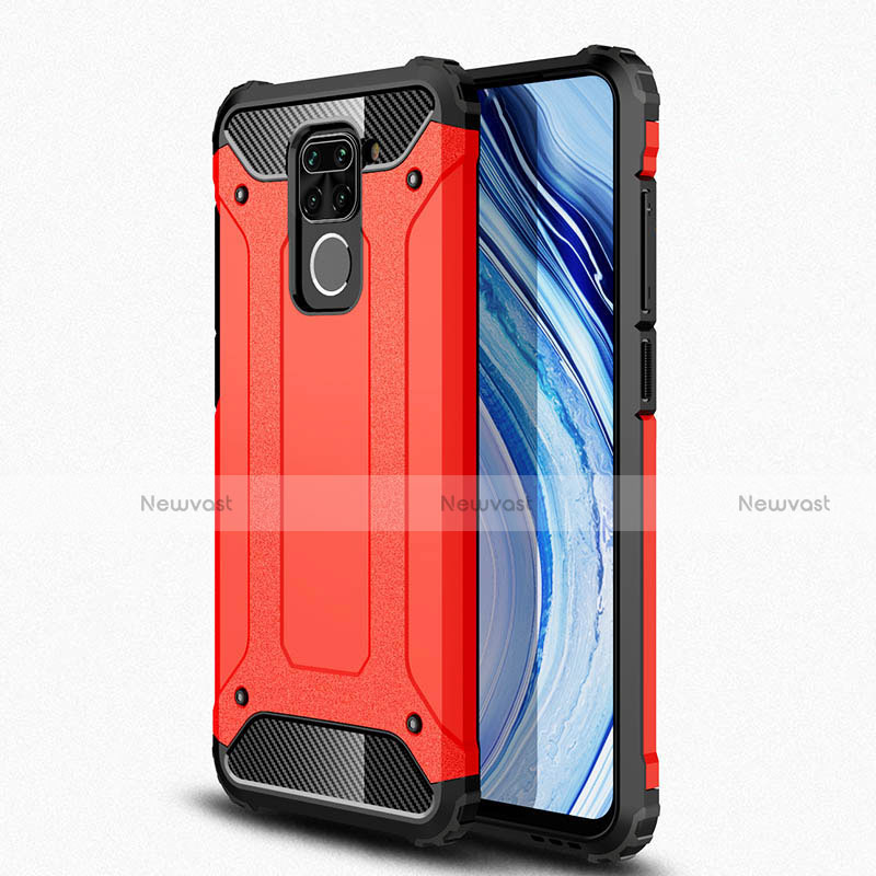 Silicone Matte Finish and Plastic Back Cover Case R01 for Xiaomi Redmi Note 9 Red