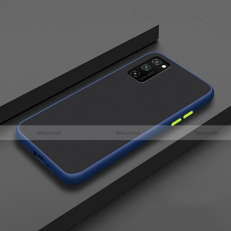 Silicone Matte Finish and Plastic Back Cover Case R02 for Huawei Honor View 30 5G Blue