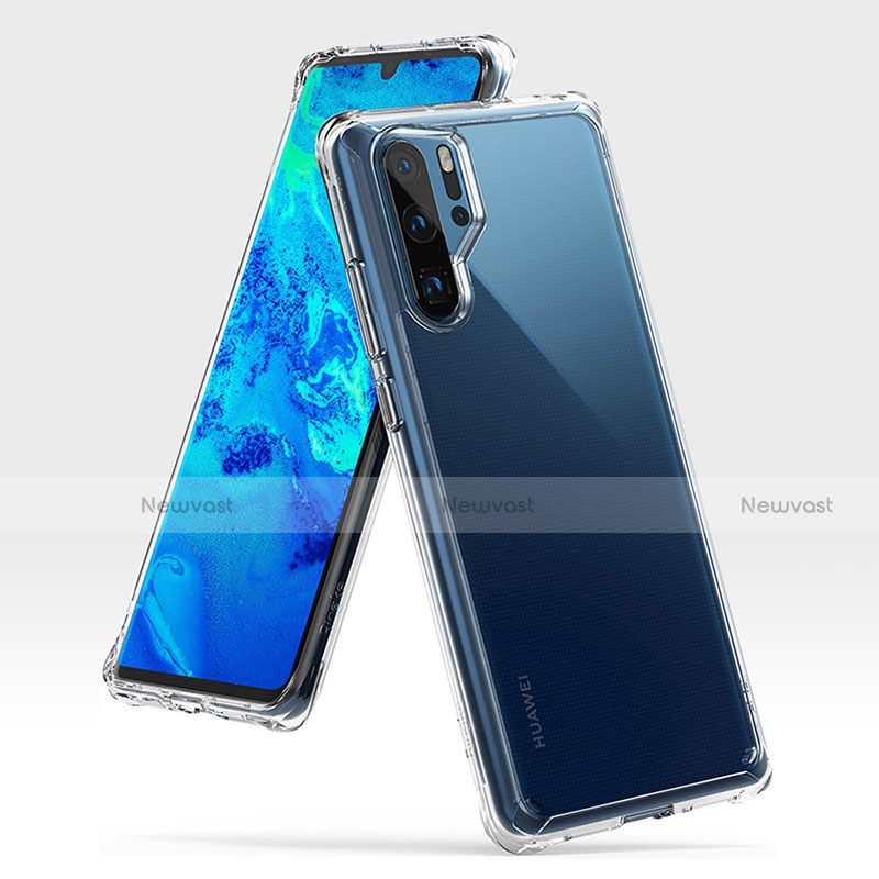 Silicone Matte Finish and Plastic Back Cover Case R02 for Huawei P30 Pro Clear