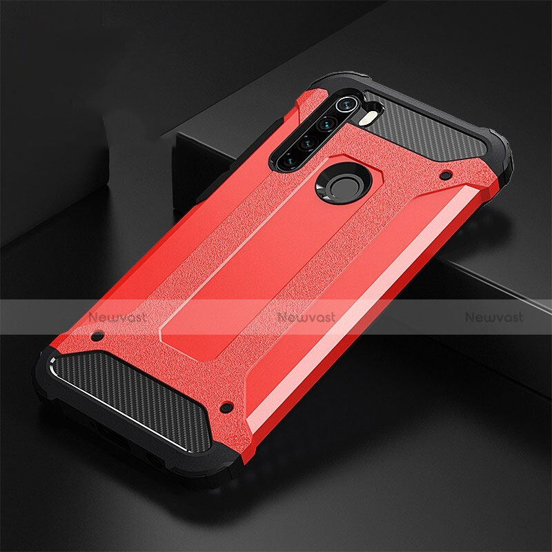 Silicone Matte Finish and Plastic Back Cover Case R02 for Xiaomi Redmi Note 8 (2021) Red