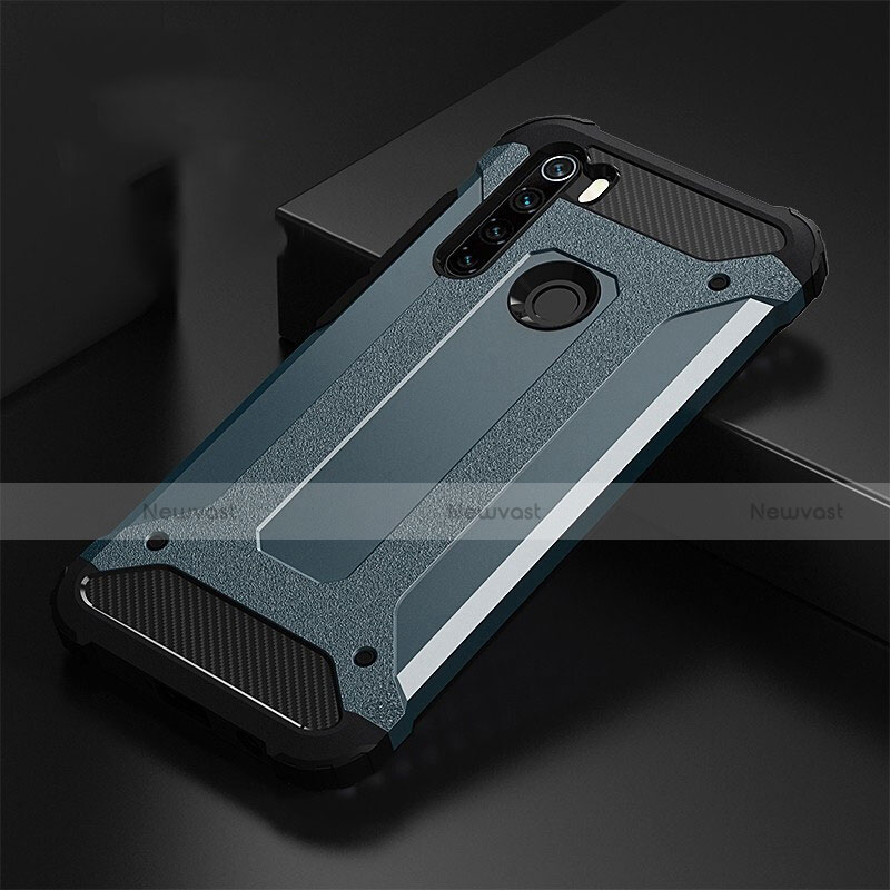 Silicone Matte Finish and Plastic Back Cover Case R02 for Xiaomi Redmi Note 8 Blue