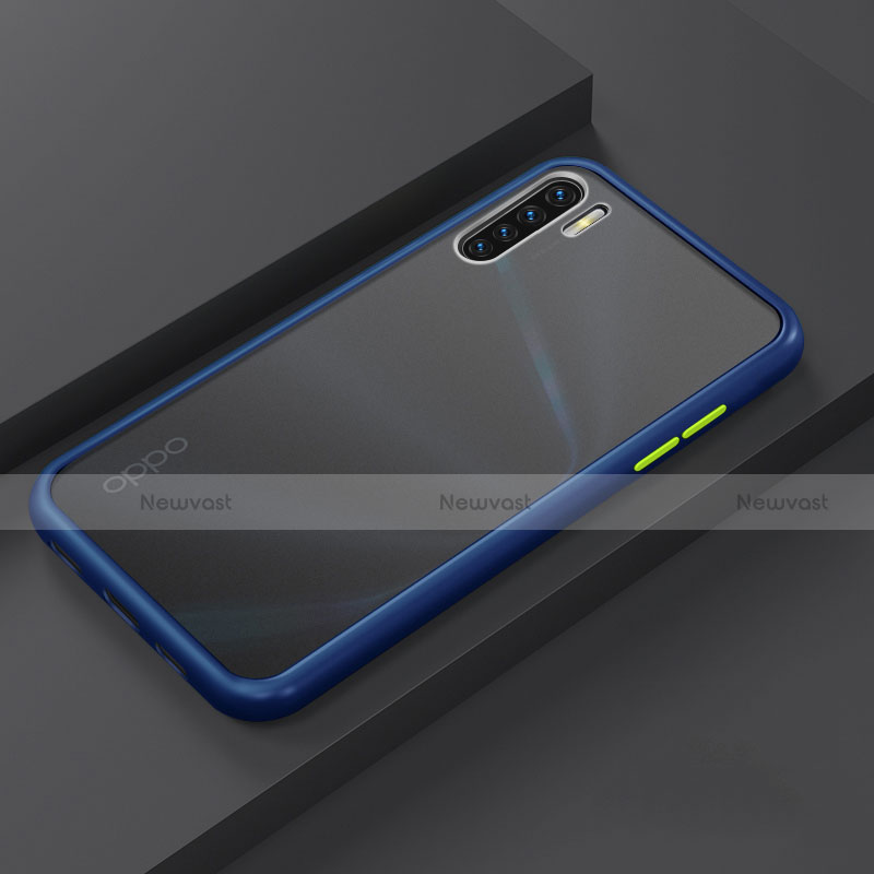 Silicone Matte Finish and Plastic Back Cover Case R03 for Oppo A91 Blue