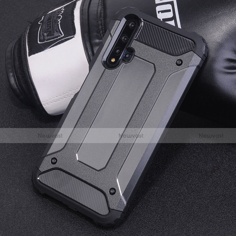 Silicone Matte Finish and Plastic Back Cover Case R04 for Huawei Nova 5 Pro Black