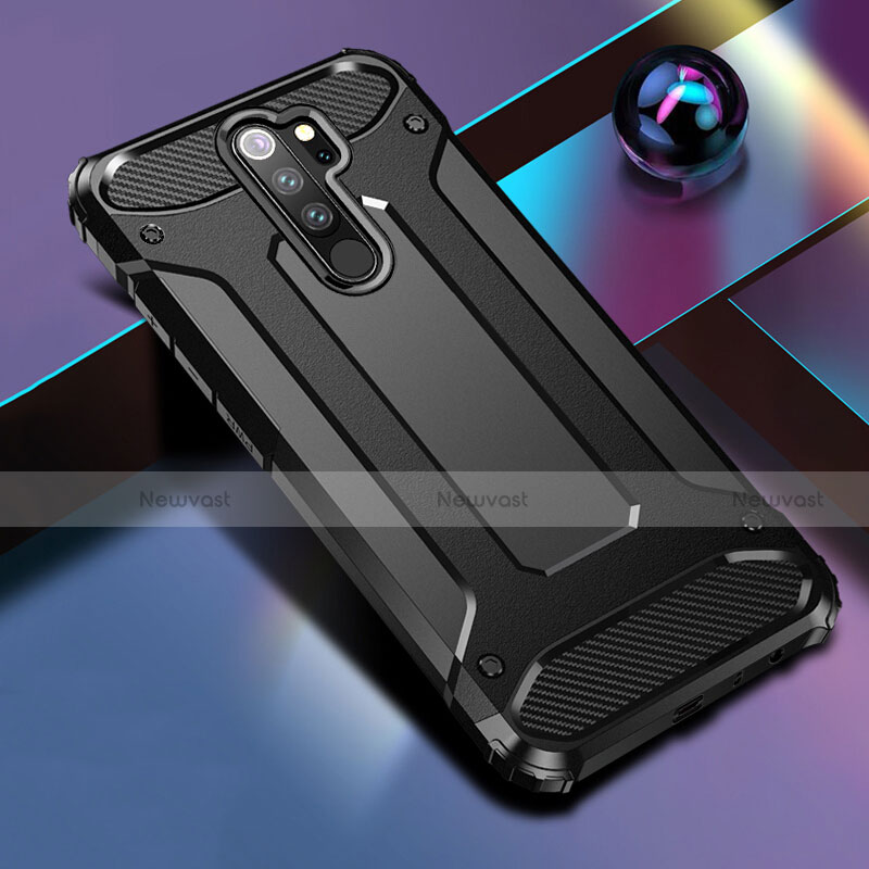 Silicone Matte Finish and Plastic Back Cover Case R04 for Xiaomi Redmi Note 8 Pro Black