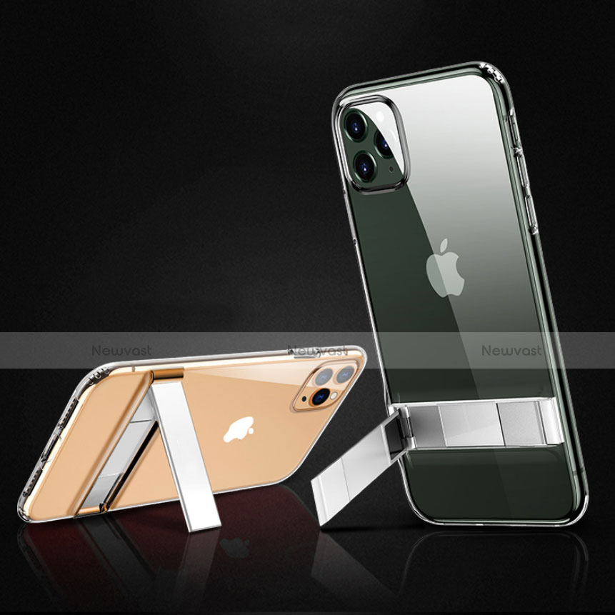 Silicone Matte Finish and Plastic Back Cover Case S01 for Apple iPhone 11 Pro Clear
