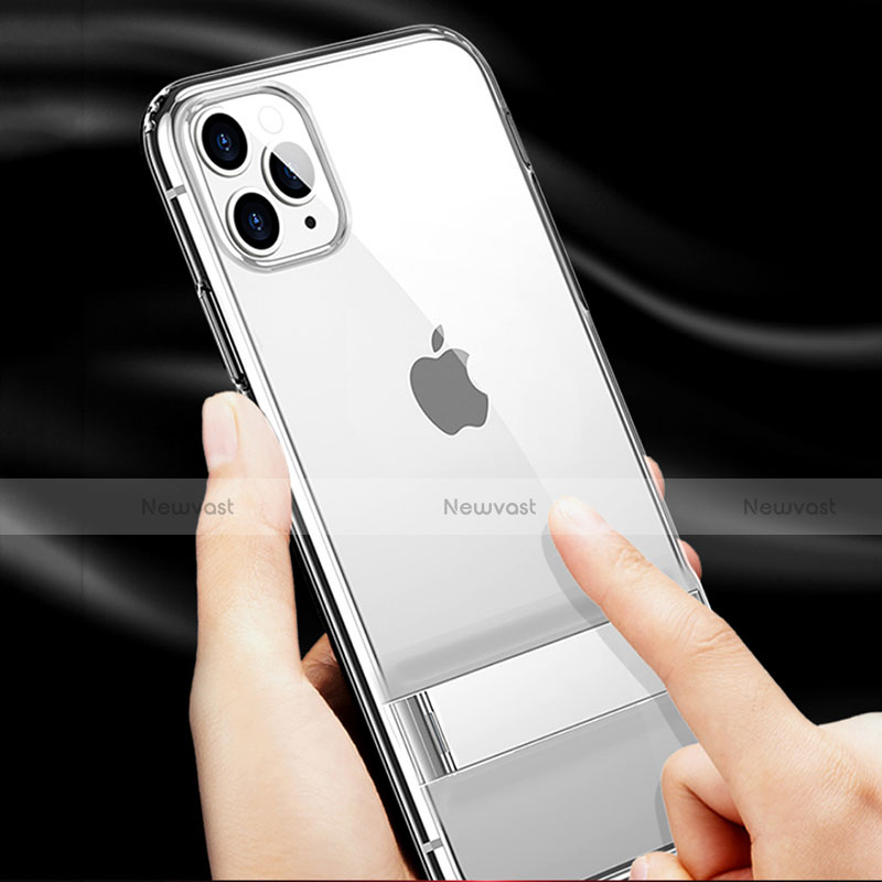 Silicone Matte Finish and Plastic Back Cover Case S01 for Apple iPhone 11 Pro Clear