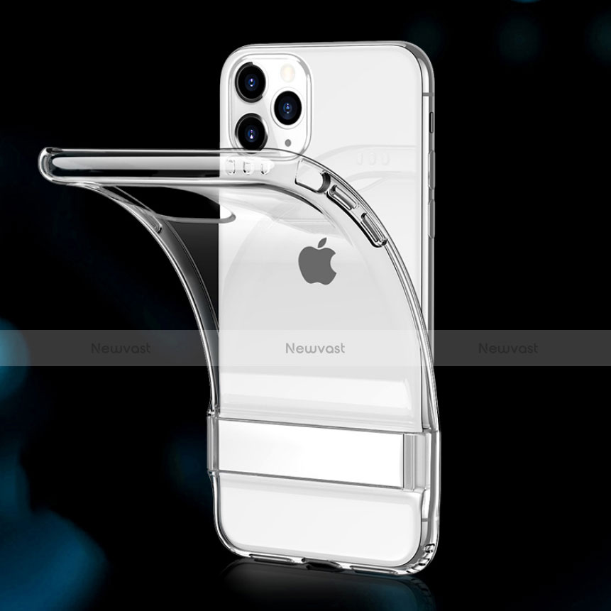 Silicone Matte Finish and Plastic Back Cover Case S01 for Apple iPhone 11 Pro Clear