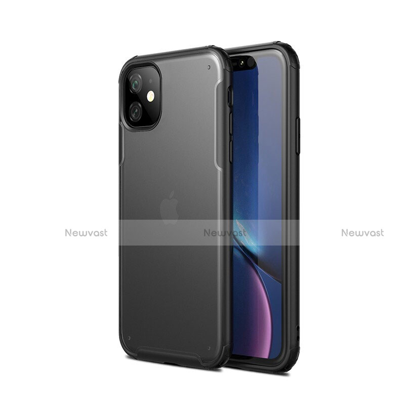 Silicone Matte Finish and Plastic Back Cover Case T01 for Apple iPhone 11 Black
