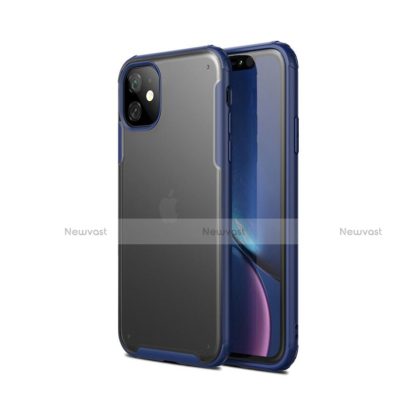 Silicone Matte Finish and Plastic Back Cover Case T01 for Apple iPhone 11 Blue