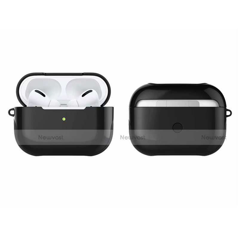 Silicone Matte Finish and Plastic Back Cover Case U01 for Apple AirPods Pro Black