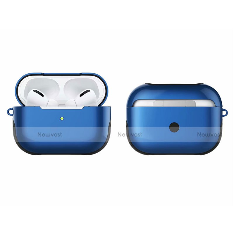 Silicone Matte Finish and Plastic Back Cover Case U01 for Apple AirPods Pro Blue