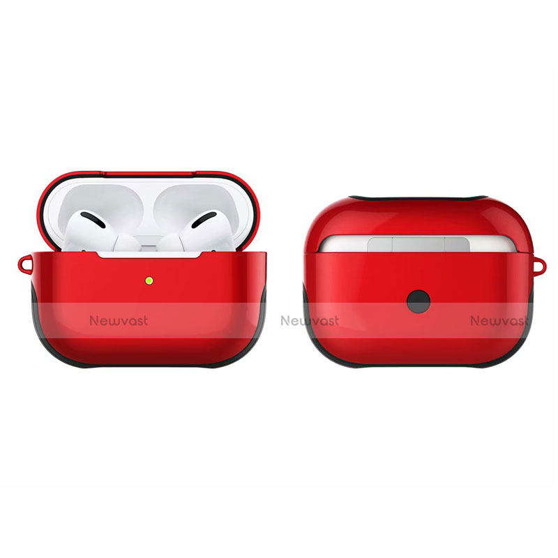 Silicone Matte Finish and Plastic Back Cover Case U01 for Apple AirPods Pro Red