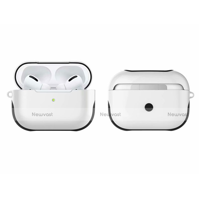 Silicone Matte Finish and Plastic Back Cover Case U01 for Apple AirPods Pro White