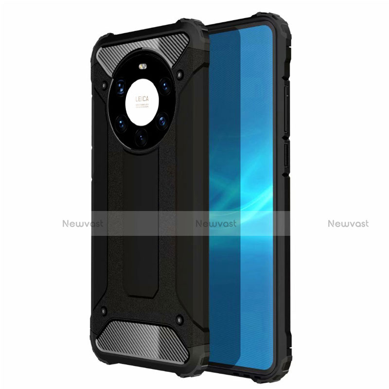 Silicone Matte Finish and Plastic Back Cover Case U01 for Huawei Mate 40 Pro+ Plus Black