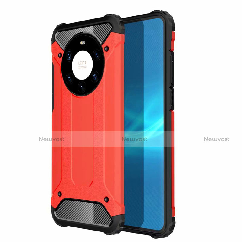 Silicone Matte Finish and Plastic Back Cover Case U01 for Huawei Mate 40 Pro+ Plus Red