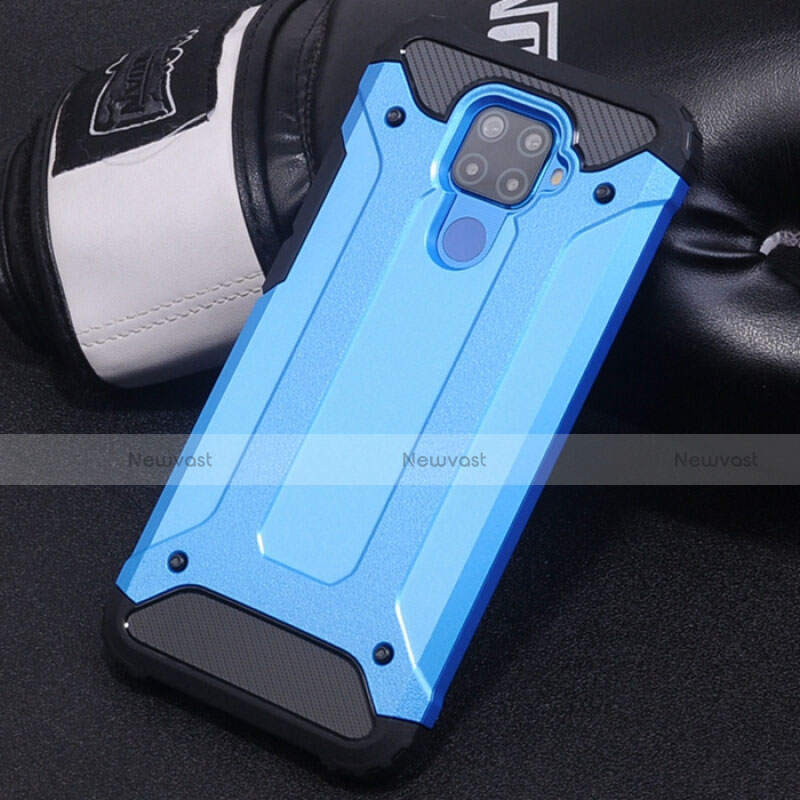 Silicone Matte Finish and Plastic Back Cover Case U01 for Huawei Nova 5z Sky Blue