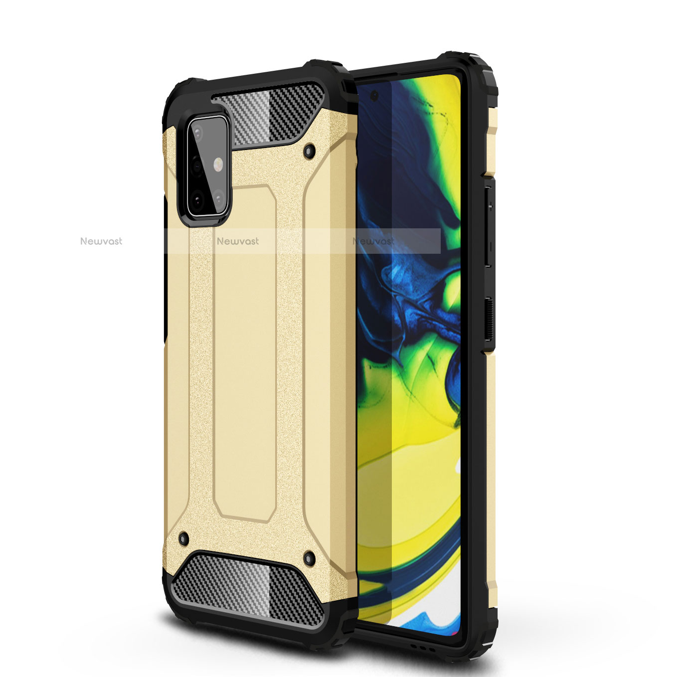 Silicone Matte Finish and Plastic Back Cover Case U01 for Samsung Galaxy A71 4G A715 Gold