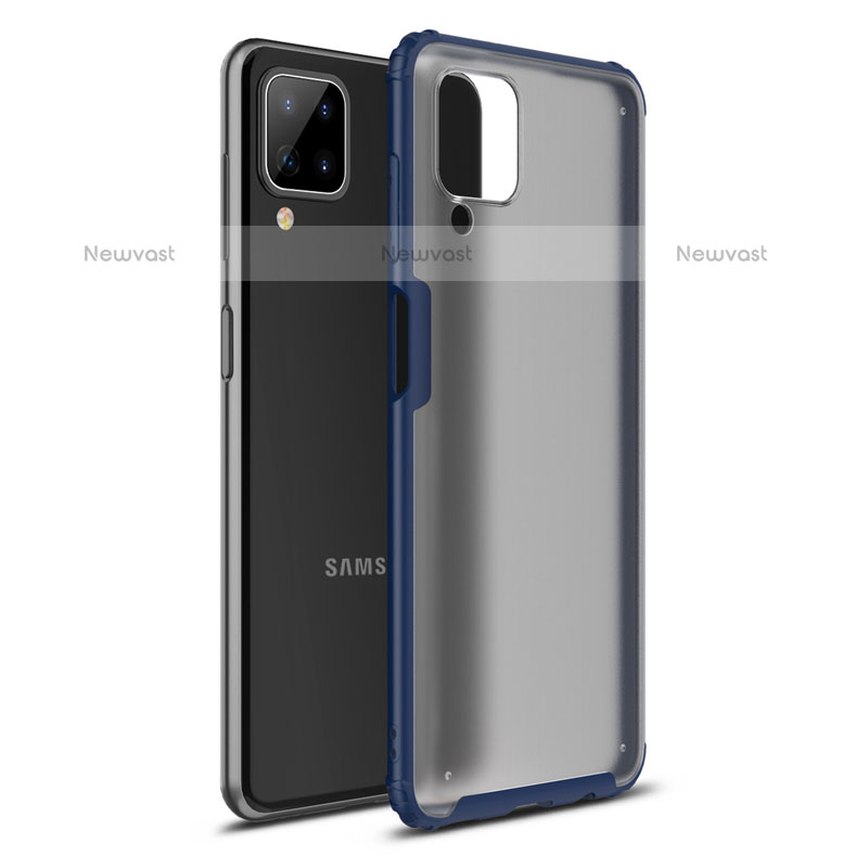 Silicone Matte Finish and Plastic Back Cover Case U01 for Samsung Galaxy F12 Blue