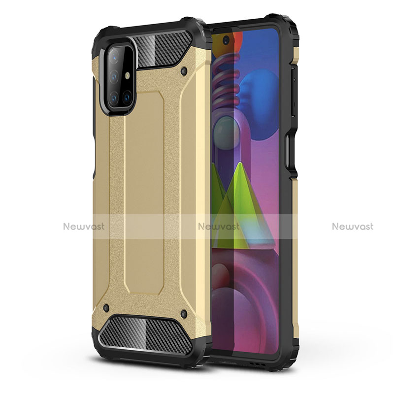 Silicone Matte Finish and Plastic Back Cover Case U01 for Samsung Galaxy M51 Gold