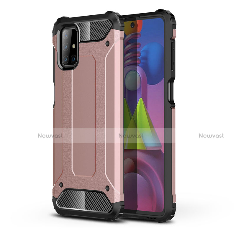 Silicone Matte Finish and Plastic Back Cover Case U01 for Samsung Galaxy M51 Rose Gold