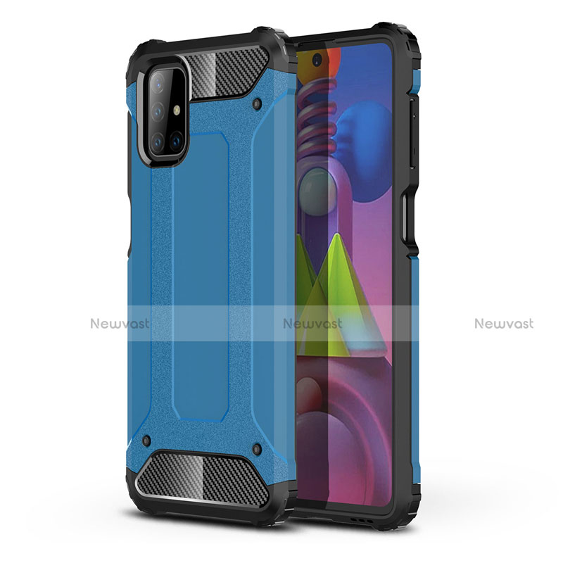Silicone Matte Finish and Plastic Back Cover Case U01 for Samsung Galaxy M51 Sky Blue