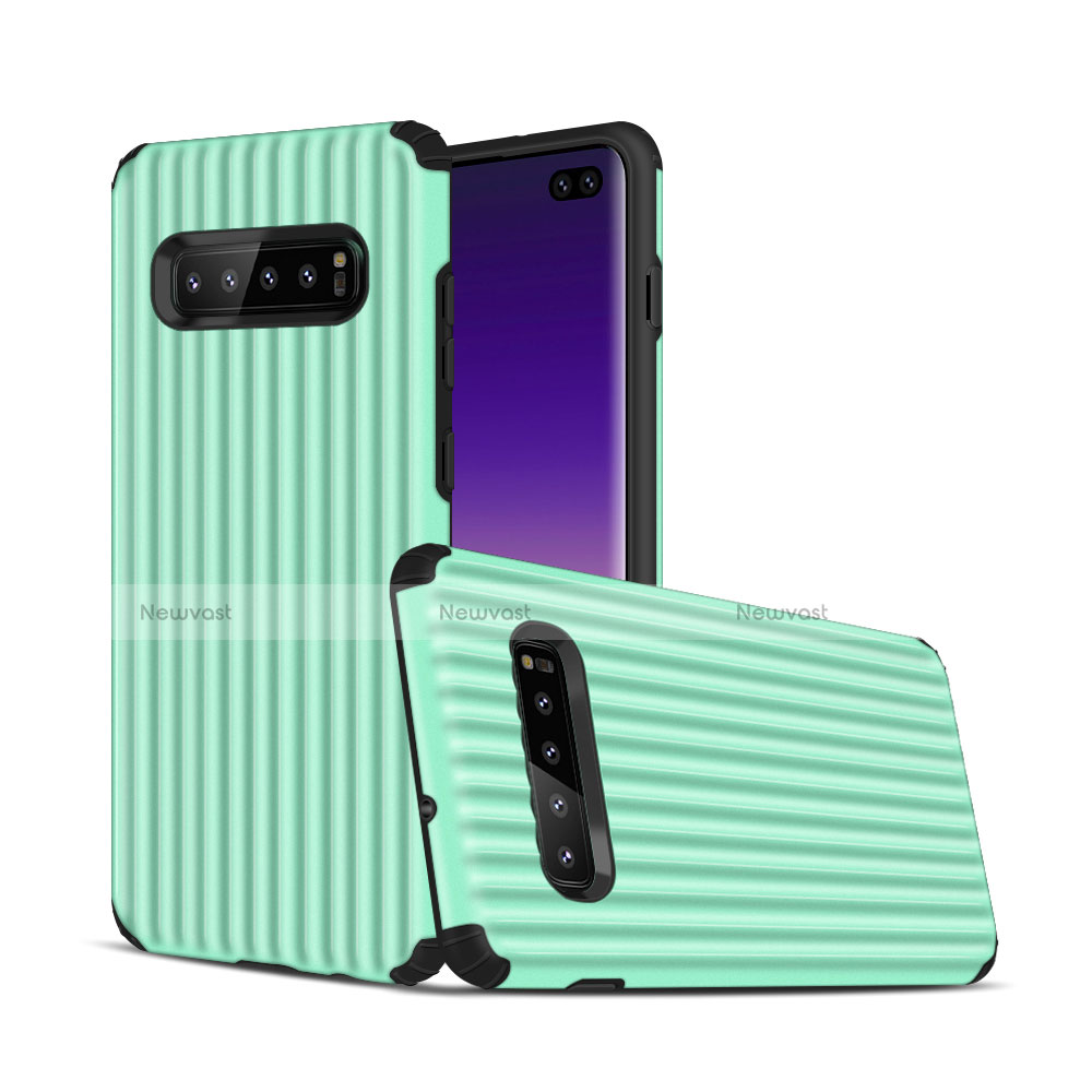 Silicone Matte Finish and Plastic Back Cover Case U01 for Samsung Galaxy S10 Plus Green