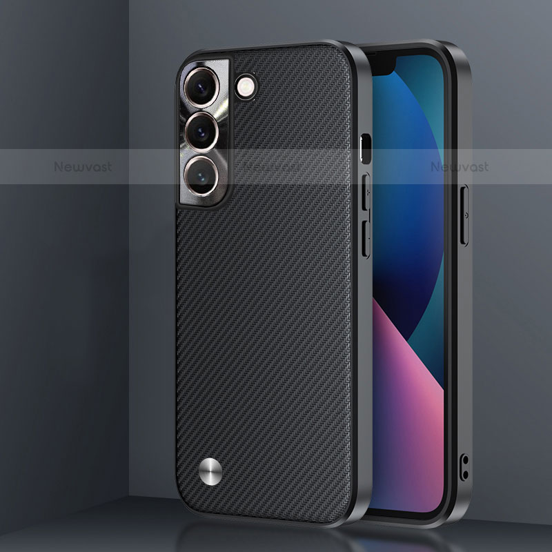 Silicone Matte Finish and Plastic Back Cover Case U01 for Samsung Galaxy S21 5G Black