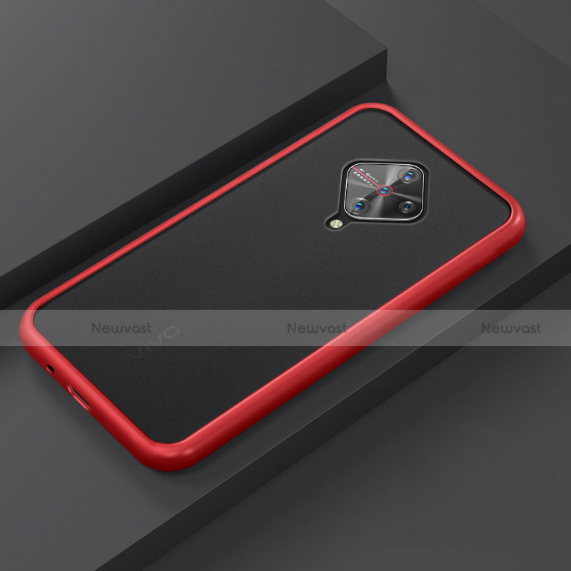 Silicone Matte Finish and Plastic Back Cover Case U01 for Vivo X50 Lite Red