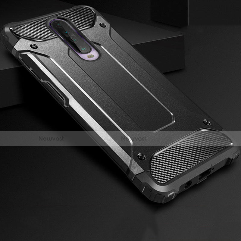 Silicone Matte Finish and Plastic Back Cover Case U01 for Xiaomi Redmi K30 4G Black