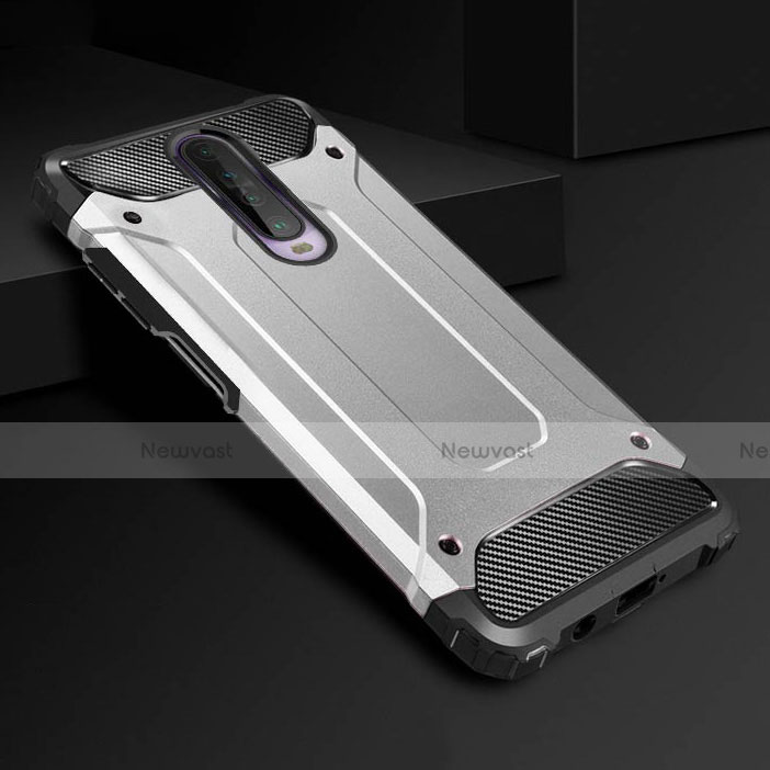 Silicone Matte Finish and Plastic Back Cover Case U01 for Xiaomi Redmi K30 5G Silver