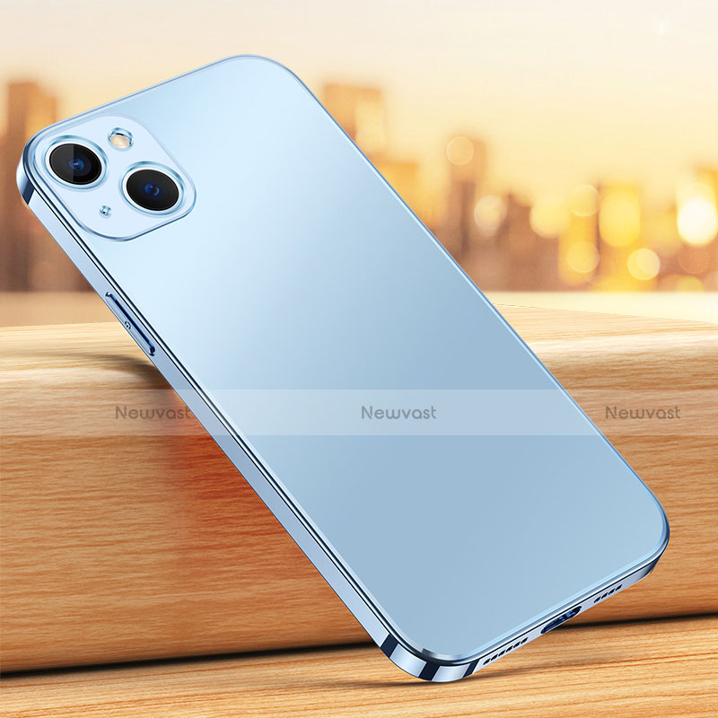 Silicone Matte Finish and Plastic Back Cover Case U02 for Apple iPhone 13 Blue