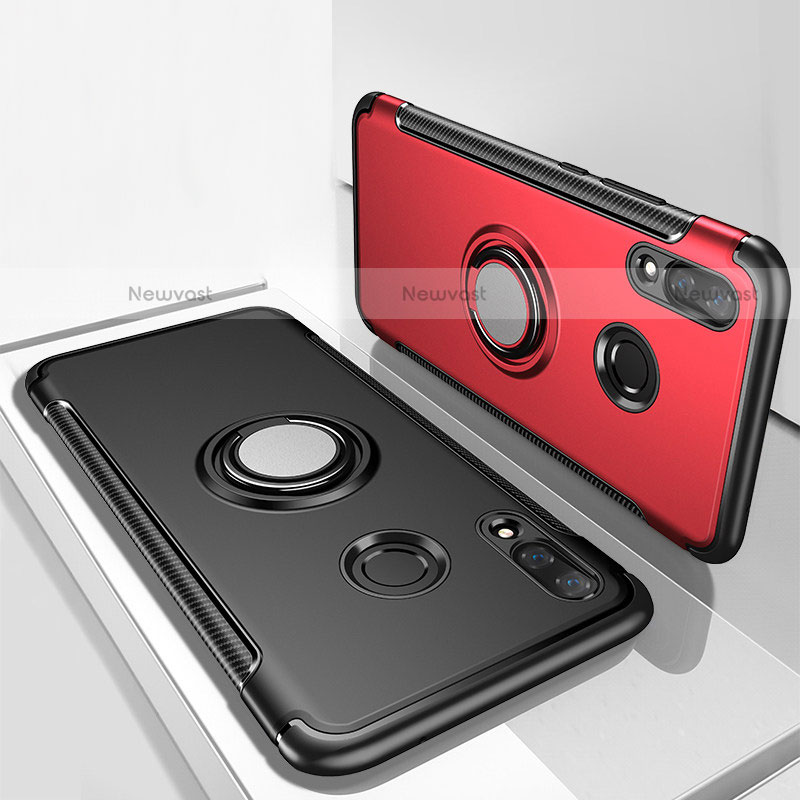 Silicone Matte Finish and Plastic Back Cover Case with Finger Ring Stand for Huawei Nova 3i