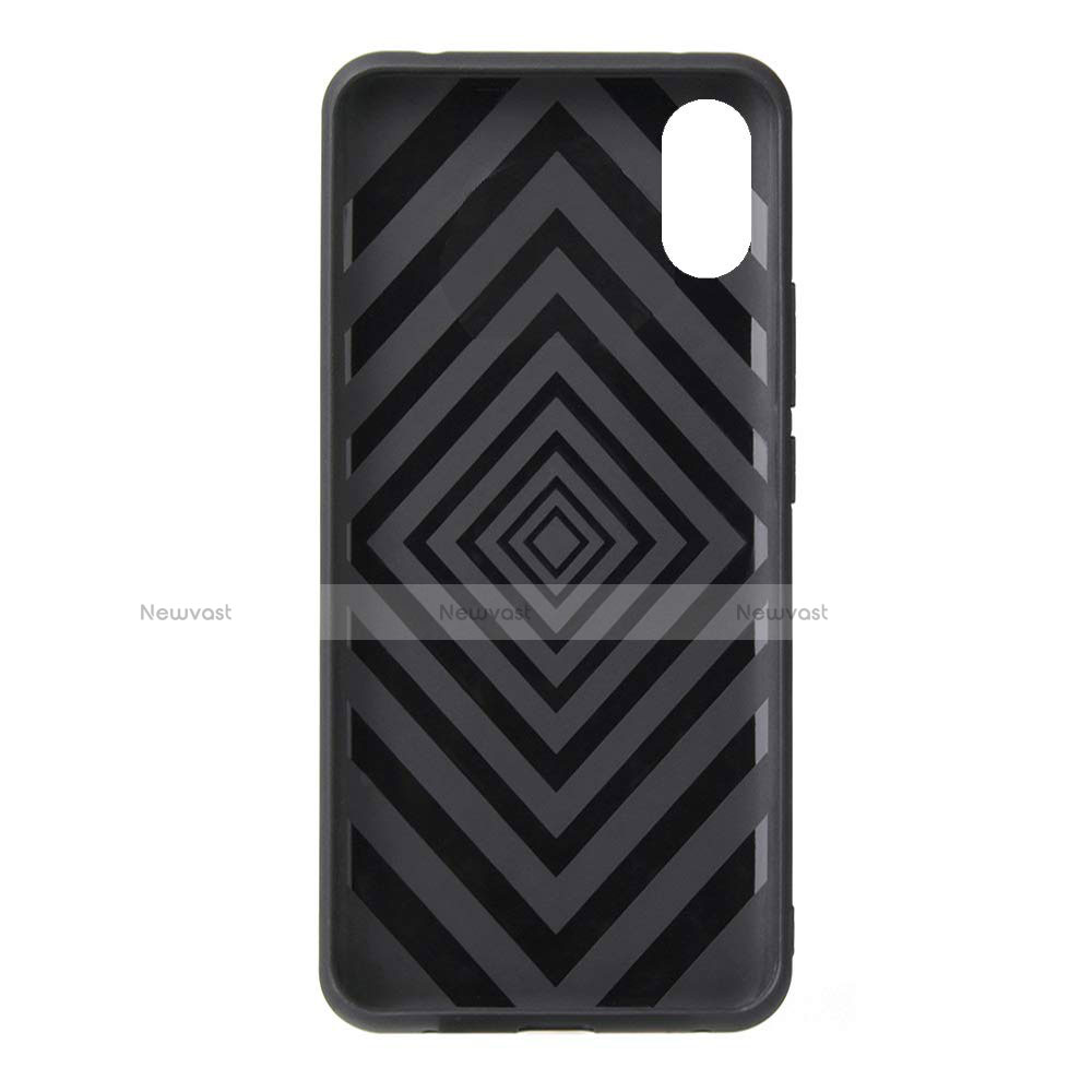 Silicone Matte Finish and Plastic Back Cover Case with Finger Ring Stand for Xiaomi Mi 8 Pro Global Version