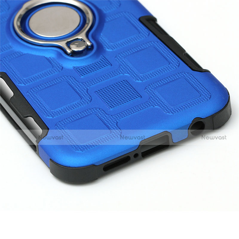 Silicone Matte Finish and Plastic Back Cover Case with Finger Ring Stand S01 for Huawei Nova 3e