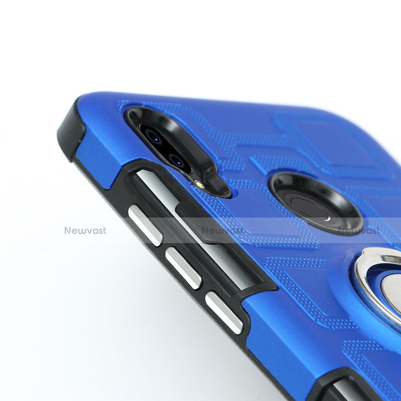 Silicone Matte Finish and Plastic Back Cover Case with Finger Ring Stand S01 for Huawei Nova 3e