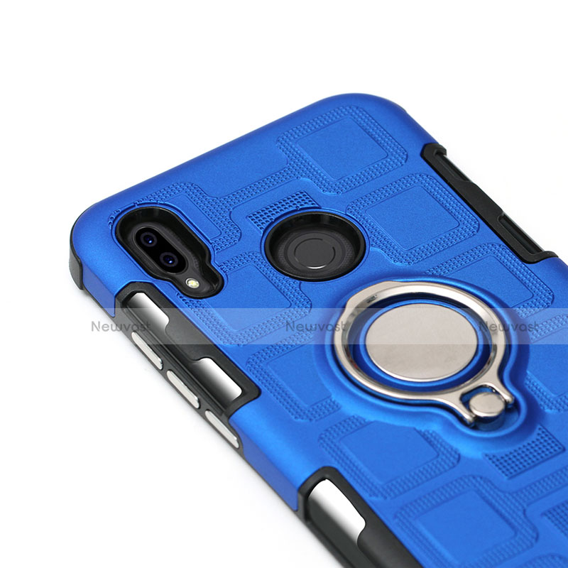 Silicone Matte Finish and Plastic Back Cover Case with Finger Ring Stand S01 for Huawei Nova 3e