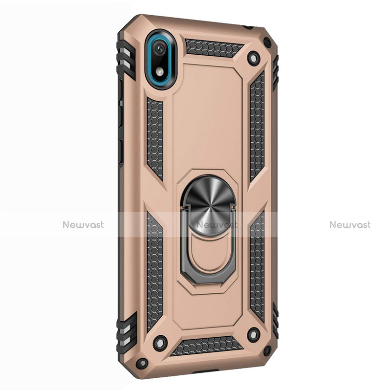 Silicone Matte Finish and Plastic Back Cover Case with Magnetic Finger Ring Stand for Huawei Enjoy 8S