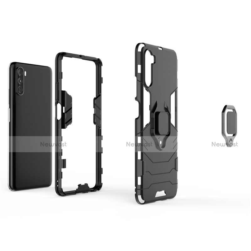 Silicone Matte Finish and Plastic Back Cover Case with Magnetic Finger Ring Stand for Huawei Mate 40 Lite 5G