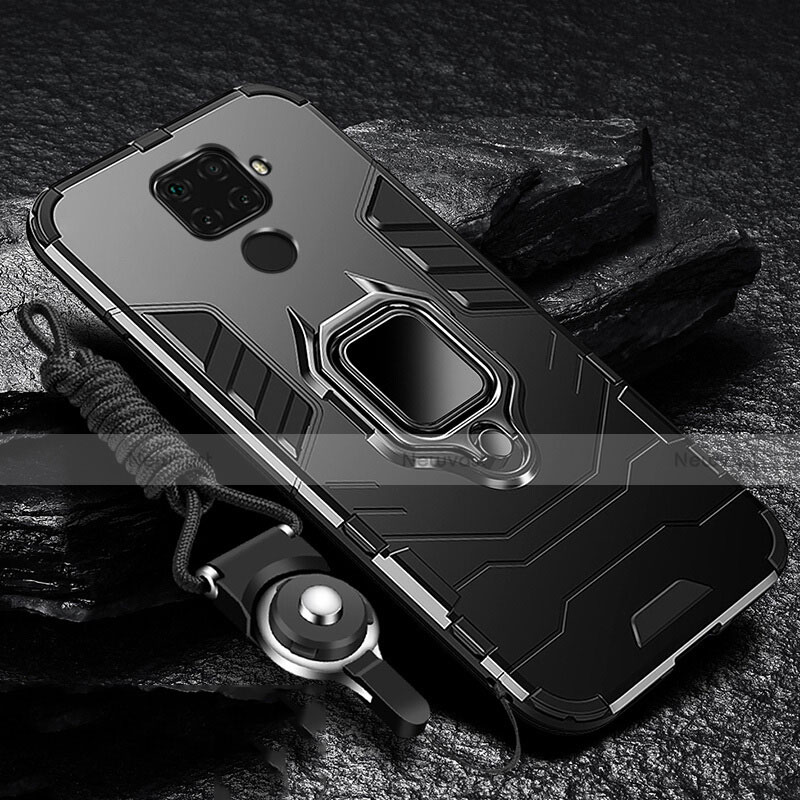 Silicone Matte Finish and Plastic Back Cover Case with Magnetic Finger Ring Stand for Huawei Nova 5z