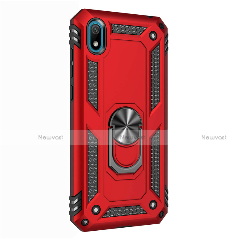 Silicone Matte Finish and Plastic Back Cover Case with Magnetic Finger Ring Stand for Huawei Y5 (2019)