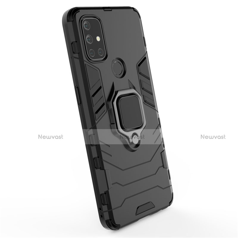Silicone Matte Finish and Plastic Back Cover Case with Magnetic Finger Ring Stand for OnePlus Nord N10 5G