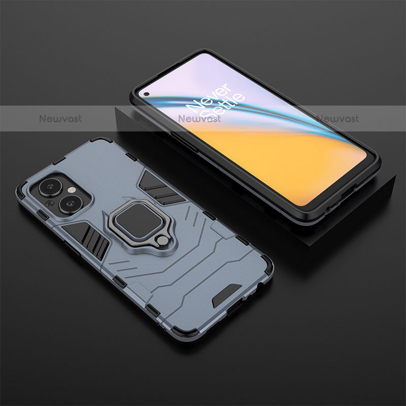 Silicone Matte Finish and Plastic Back Cover Case with Magnetic Finger Ring Stand for Oppo F21s Pro 5G