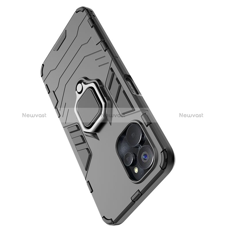 Silicone Matte Finish and Plastic Back Cover Case with Magnetic Finger Ring Stand for Realme 10 5G
