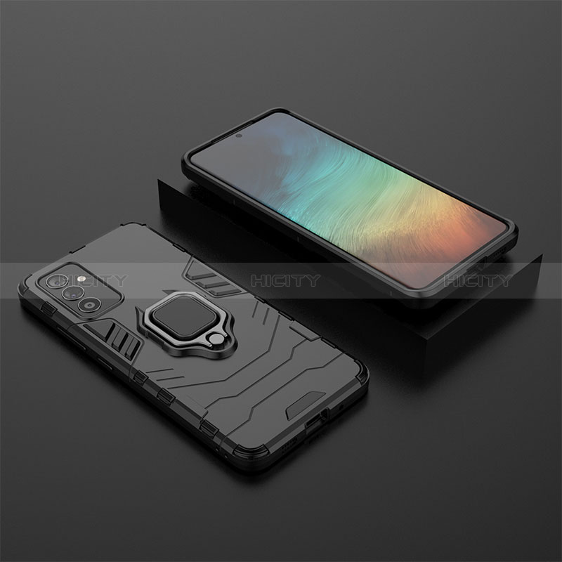 Silicone Matte Finish and Plastic Back Cover Case with Magnetic Finger Ring Stand for Samsung Galaxy A05s