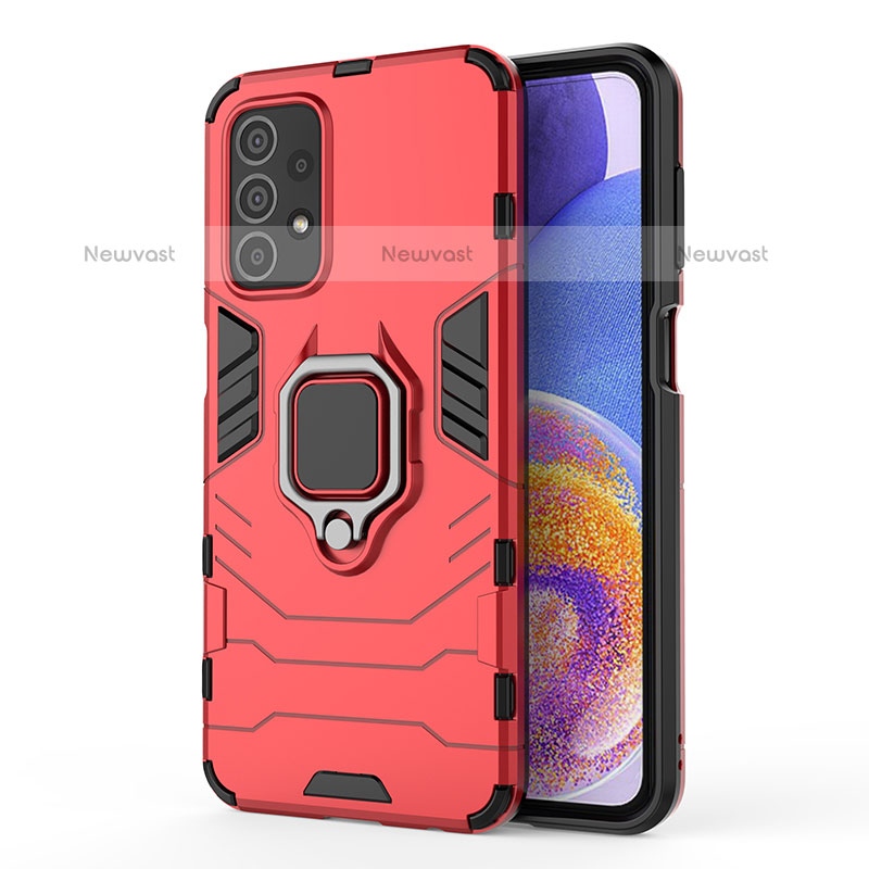 Silicone Matte Finish and Plastic Back Cover Case with Magnetic Finger Ring Stand for Samsung Galaxy A23 5G