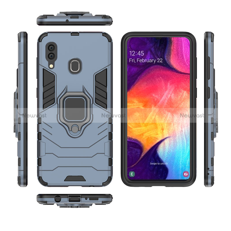 Silicone Matte Finish and Plastic Back Cover Case with Magnetic Finger Ring Stand for Samsung Galaxy A30