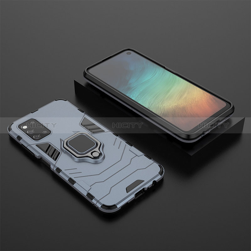 Silicone Matte Finish and Plastic Back Cover Case with Magnetic Finger Ring Stand for Samsung Galaxy F52 5G