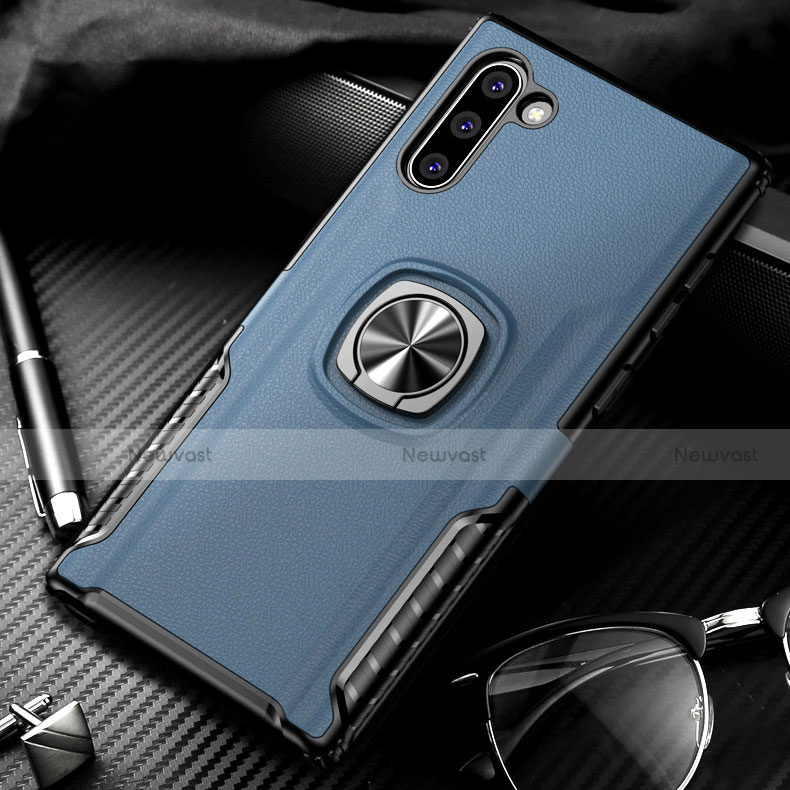 Silicone Matte Finish and Plastic Back Cover Case with Magnetic Finger Ring Stand for Samsung Galaxy Note 10 5G