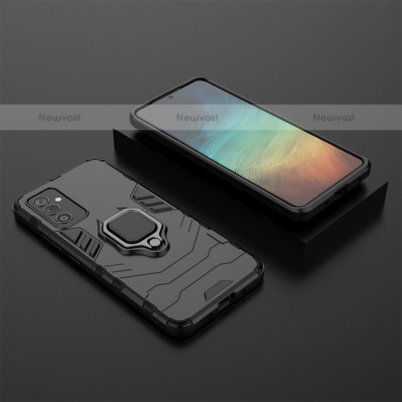 Silicone Matte Finish and Plastic Back Cover Case with Magnetic Finger Ring Stand for Samsung Galaxy Quantum2 5G